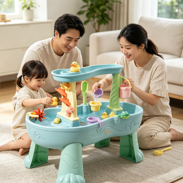 Kids Rain Showers Splash Pond Water Table, Water & Sand Sensory Playset with 13PCS Accessories, Summer Outdoor Toy for Toddlers 1.5+